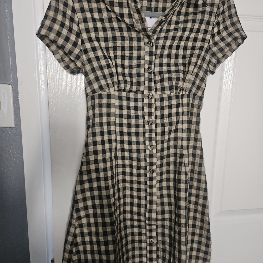 Checkered Black and Cream Dress